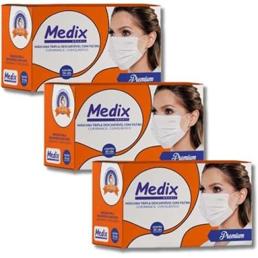 Imagem de Kit 3 Caixas Máscara Descartável Tripla Proteção com Filtro e Clipe de Ajuste Nasal Com Elástico – Total 150 Unidades