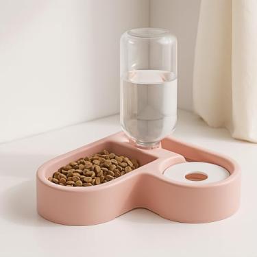 Imagem de Tigela de água para gatos em forma de coração com dispensador automático, alimentador 2 em 1 de ração para animais de estimação e água para gatos e cães pequenos, design de boca antiumidade