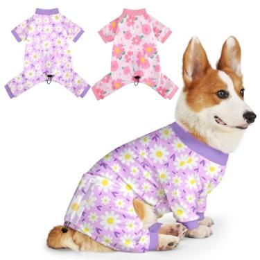 Imagem de Hedgeink Pacote com 2 pijamas para cães pequenos, roupas para cachorros, macacões para filhotes