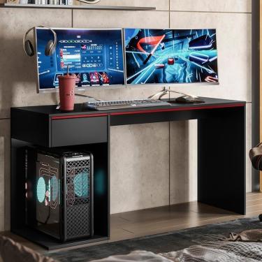 Imagem de Mesa Gamer Jogos Start - Mdp 1 Porta E 1 Gaveta Preto - Movelove Preto Fosco
