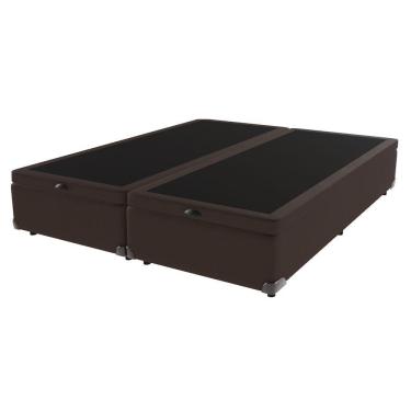 Imagem de Cama Box Com Baú Queen Bege De Madeira 158cm Kazamix Marrom