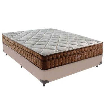 Imagem de Cama Box Casal E Colchão Ortopédico Anjos Star Molas - Bege