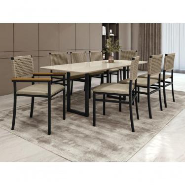 Imagem de Conjunto Para área Gourmet Com Vidro 6 Cadeiras 2,0x0,90m - Itália - Paonanda Decor