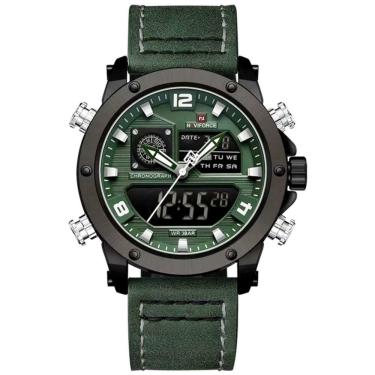 Imagem de Relógio Masculino De Exibição Dupla Esportivo Militar De Quartzo Impermeavel 3atm À Prova Da Água Verde