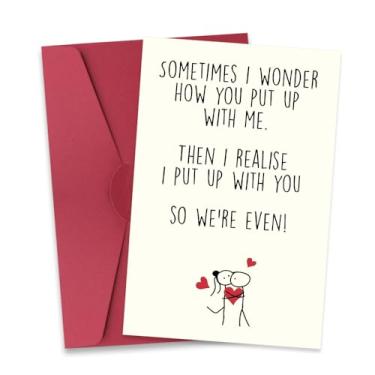 Imagem de Sisadodo Cartão de aniversário de casal para marido esposa presentes de aniversário de Natal para namorado namorada Sometimes I Wonder How You Put Up With Me Cards Casal Sweetest Valentines Day Gifts