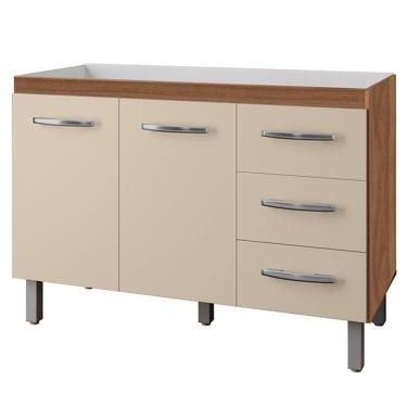 Imagem de Balcão Para Pia Sem Tampo Bianca 120 Cm Savana Off White Mobbs