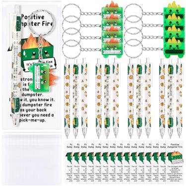 Imagem de Sayglossy 20 conjuntos de canetas de lixo de Natal em massa positivas engraçadas acessórios de mesa emocionais presentes de suporte chaveiros de resina luminosa marcadores de livro para equipe de