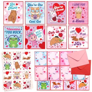 Imagem de xo, Fetti Conjunto de cartões Kawaii V-Day | cartões de dia dos namorados kawaii, dia dos namorados mochi, troca de sala de aula, crianças, papelaria rosa + vermelho, tatuagem de dia dos namorados