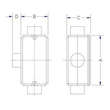 Imagem de Condulete fixo 3/4 tipo T s/tampa rosca BSP s/pint 56106302 - Tramonti