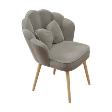 Imagem de FytStycale Cadeira de Vaidade, Cadeira de Maquiagem, Poltrona Traseira Curvada Decorativa Macia Bonito com Travesseiro para Café Escritório Sala de Estar, Cinza