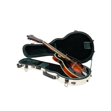 Imagem de Crossrock Capa de bandolim de fibra de vidro - Universal projetada para os estilos A e F, com compartimento para acessórios, alças de mochila, trava TSA - branco leitoso (CRF2020MAFMW)