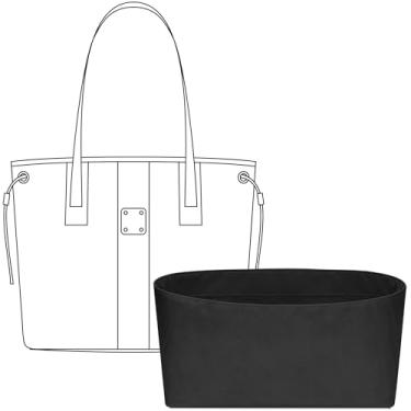 Imagem de FANJI Project Bolsa organizadora para bolsa MCM Liz Small Visetos Shopper Tote Bag, ajuste personalizado dentro premium preto fosco leve resistente à água inserção de bolsa com suporte de copo