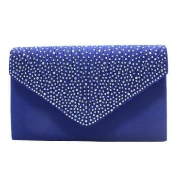 Imagem de YUGAORULI Bolsas de mão femininas para noite, festa de casamento, strass, para coquetel, formatura, jantar, Azul