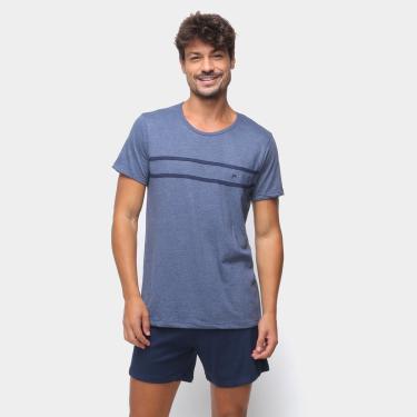 Imagem de Pijama Curto Hering Mescla Listras Masculino-Masculino