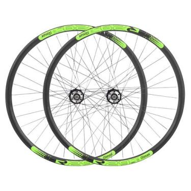 Imagem de Par Roda Aro 29 Rimaxx Aero Cubo Rolamentado Preto Verde