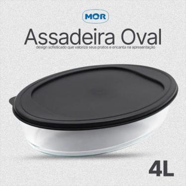 Imagem de Assadeira Oval Com Tampa 4L Mor Para Fornos e Microondas