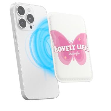 Imagem de Suporte magnético para iPhone, carteira fina de couro PU, capa para cartão, capa traseira para cartão, acessório de telefone fofo