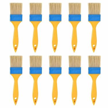 Imagem de HARFINGTON 15 pincéis planos de 4 cm, cerdas de nylon com cabo plástico amarelo para tintas, artesanato, vernizes, colas, gesso, parede, móveis, cercas, decks