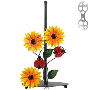 Imagem de KHZSPP Suporte de toalha de papel de girassol, suporte de rolo de toalha de papel de ferro para organizar rolos de cozinha, suporte de guardanapo de casa de fazenda para banheiro doméstico quarto