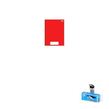 Imagem de Kit Caderno Brochura Capa Dura PEPPER Vermelho 80 Folhas + Canetas Esferográficas Spiro + Grampeador Alicate S-150