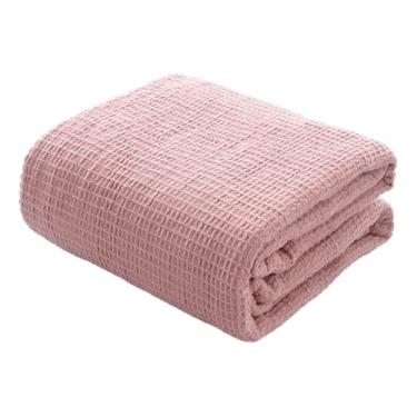 Imagem de Cobertor para cobertores de cama e mantas longo feminino masculino adulto cachecol solteiro para sofá algodão macio e confortável verão outono lavável na máquina (rosa, 150 x 200 cm)