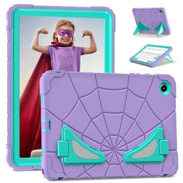 Imagem de Lunivop Capa para tablet compatível com Samsung Galaxy Tab A11 Plus, capa /A9 Plus, 28 cm, com protetor de tela integrado, suporte espesso, capa resistente para Tab A11+ Plus/A9 Plus, roxo e verde