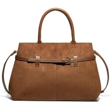 Imagem de Bolsa de camurça retrô despojada Hobo com fivela, bolsa transversal de ombro causal 2025 bolsa de grande capacidade, Marrom, Medium