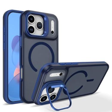 Imagem de Capa de luxo fosca transparente com suporte, resistente a impactos e com ímã, para iPhone 17, 16, 15, 14 Plus, 13, 12 Pro Max, 17 Air e 16e (para iPhone 16e/Azul)