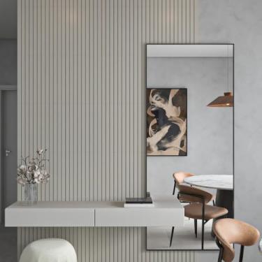 Imagem de Kit 20 Painel Ripado MDF 45x11 Autoadesivo Revestimento Decorativo para Parede (15 Placas,Gelo (cinza))