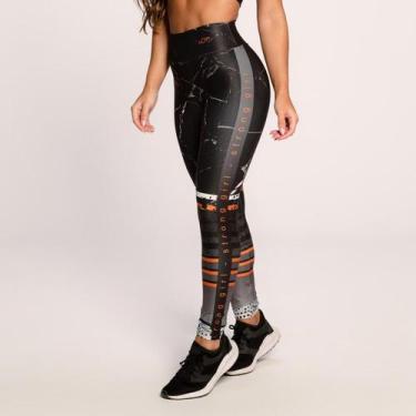 Imagem de Calça Legging Fitness Feminina Academia Suplex Estampada Preto com Lar