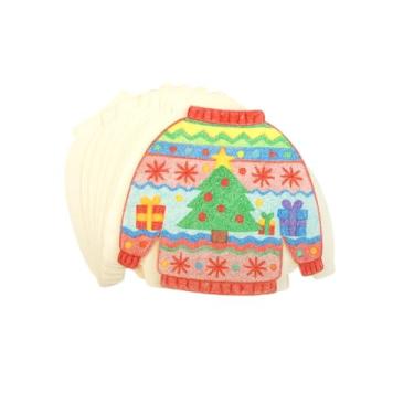 Imagem de Recortes de papel – Cartões de desenho em branco DIY pré-cortados para artes, etiquetas de presente e modelos de suéter feio de Natal para decoração de enfeites de férias, arte de sala de aula 17,8 cm