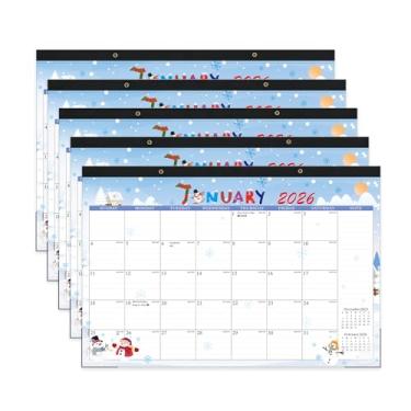 Imagem de Calendário de mesa de janeiro de 2026 a junho de 2027 grande, 30 x 43 cm, calendário de mesa com capa de plástico, 18 meses, seção de anotações