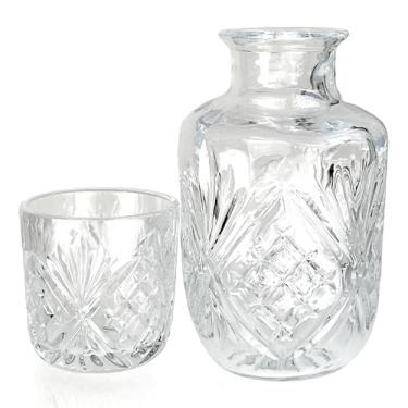 Imagem de Conjunto de jarra de água de cabeceira com copo de vidro, jarra transparente e copos de vidro – perfeito para mesa de cabeceira ou quarto de hóspedes