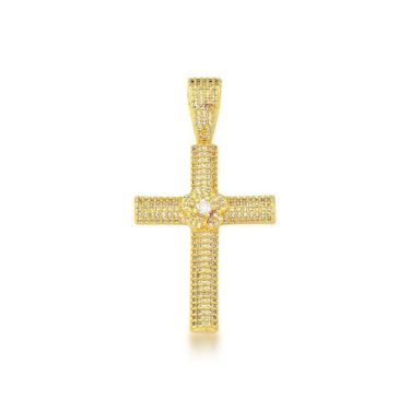 Imagem de Pingente Crucifixo Feminino Cravejado Banhado A Ouro 18k