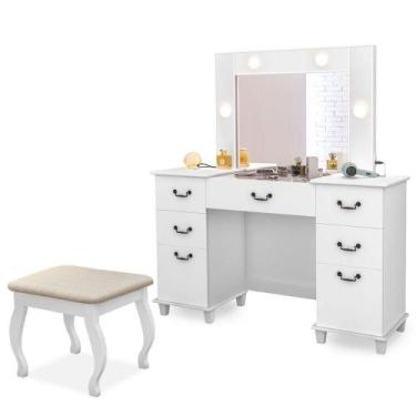 Imagem de Penteadeira 7 Gavetas Com Banqueta Boreal Branco - LUAPA MÓVEIS