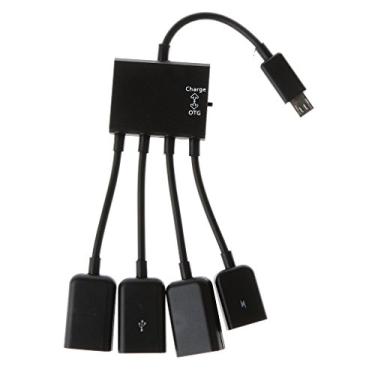 Imagem de balikha Cabo Adaptador Host Multifuncional 4In1 USB OTG Hub com 3 Portas USB 2.0 1x Micro USB