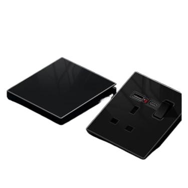 Imagem de Interruptores elétricos de parede de vidro temperado preto cortina reguladora velocidade do ventilador campainha fusível ar condicionado interruptor aquecedor de água 20A (2 Gang multiway)