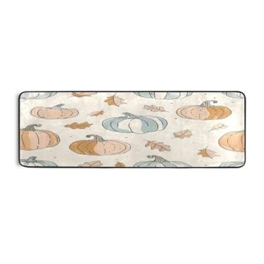 Imagem de Qilmy Tapete de corrida de abóbora colorido de Ação de Graças, 183 x 61 cm, antiderrapante, antifadiga, confortável, tapetes longos, para quarto, sala de estar, banheiro, corredores, entrywa489