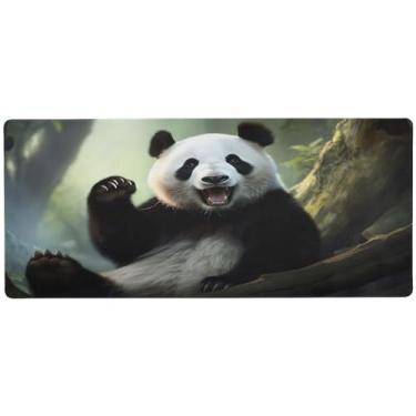 Imagem de Wassud Lindo mouse pad panda para jogos com base de borracha antiderrapante, mouse pad longo para teclado de computador com borda costurada, almofada grande impermeável para escritório, casa, 80 cm x