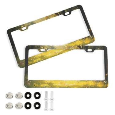 Imagem de CEBUGI Pacote com 2 molduras de placa de carro de alumínio capas de moldura de placa de carro com 2 furos acessórios automotivos para placas dianteiras e traseiras orifício elíptico