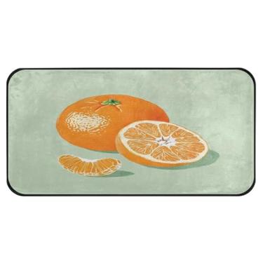 Imagem de Burbuja Tapete de cozinha laranja 51 x 99 cm, tapete lavável antiderrapante com suporte de borracha, tapete para cozinha, sala de estar, banheiro, decoração de casa