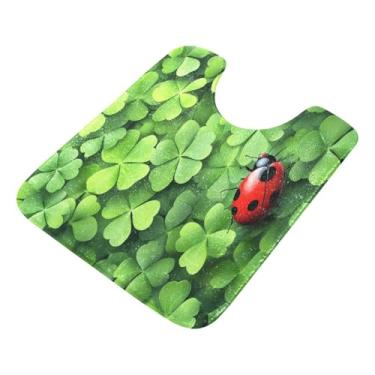 Imagem de Burbuja Tapete de banheiro St. Patrick Shamrock, tapete de banho absorvente de pelúcia macio, base antiderrapante para piso de banheiro, oval em forma de U