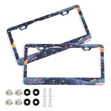 Imagem de Wassud Linda moldura de placa de carro Koala com parafusos, 2 molduras decorativas de alumínio para carro, acessórios universais de carro para mulheres e homens