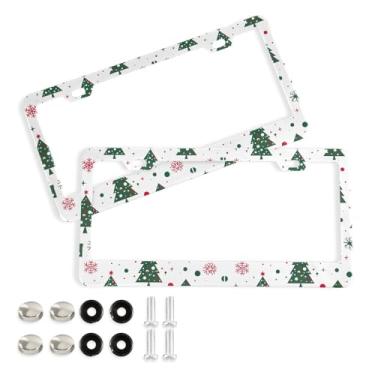 Imagem de Wassud Moldura decorativa de placa de carro de alumínio para árvore de Natal, 2 unidades, suporte universal para placa de licença para carros padrão dos EUA