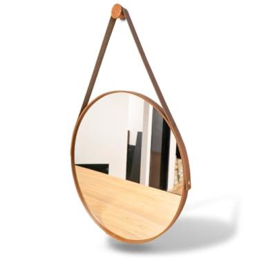 Imagem de Espelho Redondo com Alça de para Sala Quarto Banheiro – Espelho Decorativo Moderno (60cm - Caramelo)