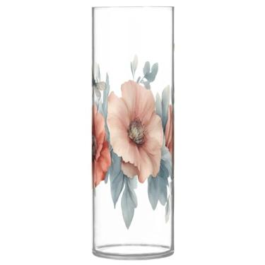 Imagem de CEBUGI Vaso de flor de libélula 10 cm x 30 cm Vaso cilíndrico para flores, vaso transparente inquebrável para decoração de casa de festa de casamento