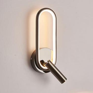 Imagem de Luminária de parede para leitura ao lado da cama, arandela de parede com anel de metal e ajuste de 350°+°, arandelas lineares ultrafinas.