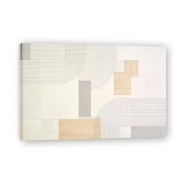 Imagem de Arte em tela minimalista de simplicidade natural: Serenidade tons neutros grande área em branco para decoração de espaço calmo Emoldurado 31,5 x 119,9 cm