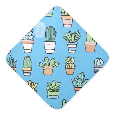Imagem de Burbuja Toalha de banho de bebê suculentas de desenho animado - Toalha com capuz de musselina macia e absorvente para recém-nascidos e bebês, 89 x 89 cm