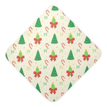 Imagem de Burbuja Toalha de banho de árvore de Natal para bebês - Toalha com capuz de musselina macia e absorvente para recém-nascidos, 76 x 76 cm